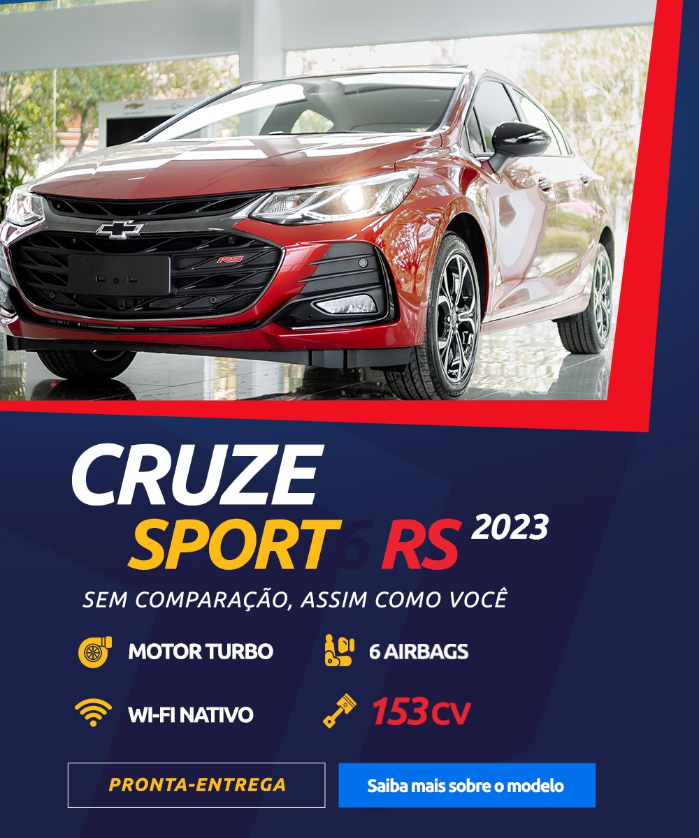 Chevrolet Cruze RS 2023 com teto solar elétrico e opções de cores vibrantes