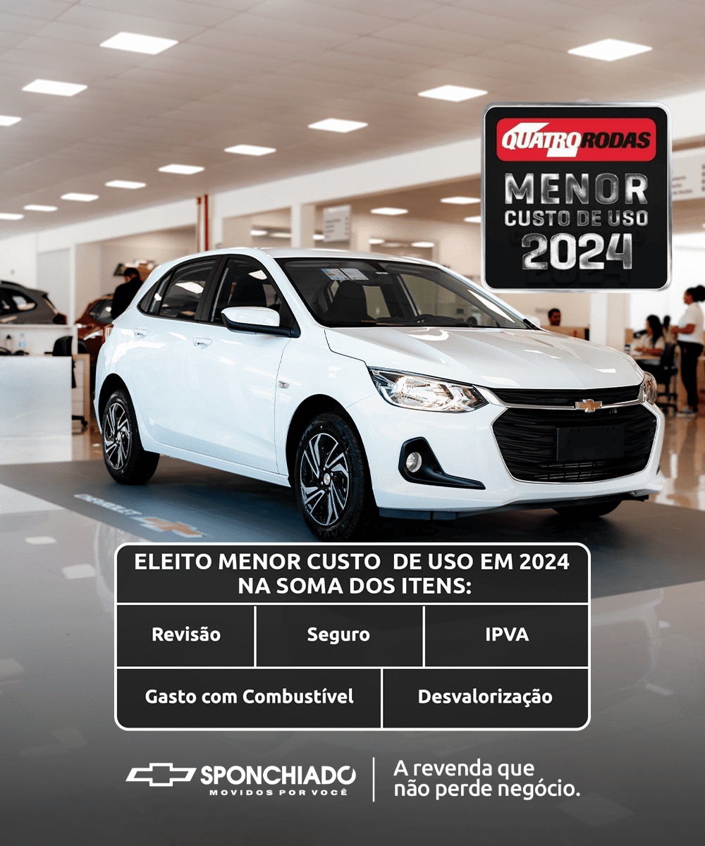 Chevrolet Onix, eleito pela Quatro Rodas como o carro com menor custo de uso em 2024