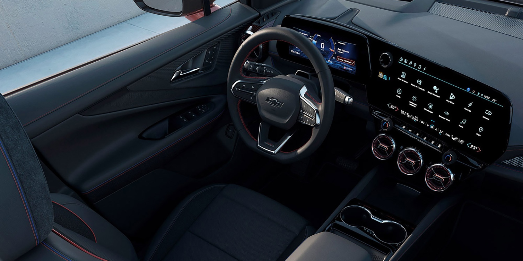 A Blazer EV RS possui um painel tecnológico que une conforto e design